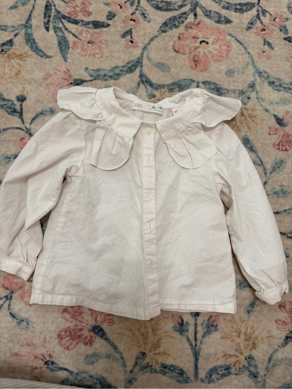 Zara Cream Ruffle Collar Long Sleeve Blouse